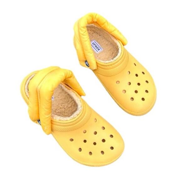 CROCS Classic Lined Neo Puff Clogs Unisex Size M5 W7 Yellow - Picture 4 of 16